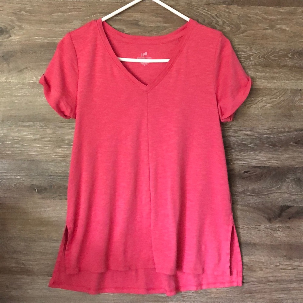 j. jill pink pima shortsleeved V-neck tee size s